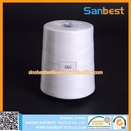 Нить для закрытия сумки из 100% полиэстера необработанного белого цвета