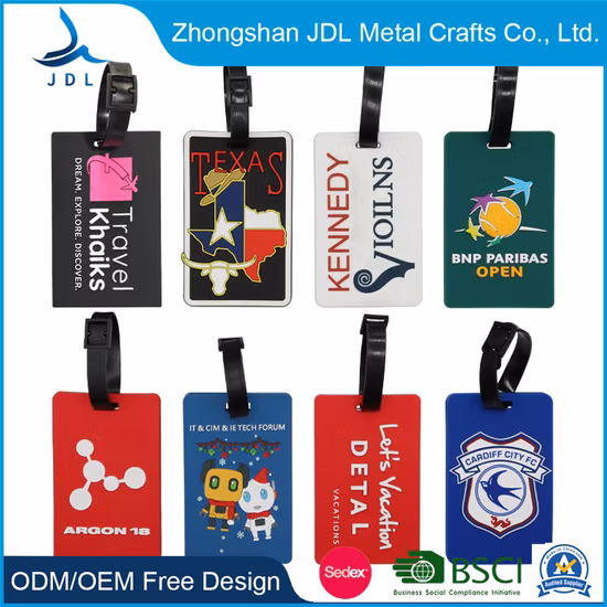 Модный заказ с персонализированным логотипом и несколькими вставными карточками. Идентификатор. Начальные цвета идентификатора. Резиновая мягкая сумка из ПВХ. Багажная бирка.